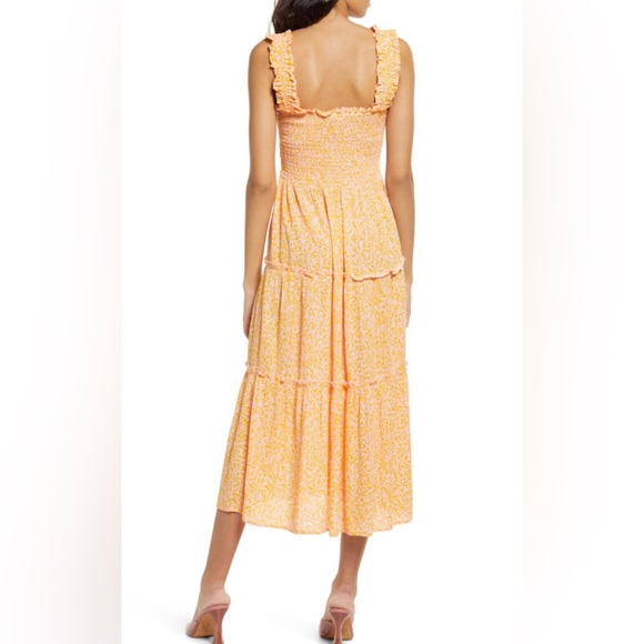 VERO MODA- Smocked Midi Dress - Parfait Pink - Picture 9 of 10